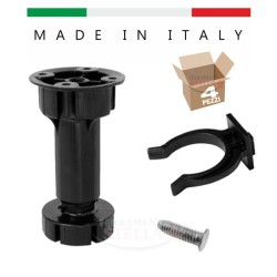 PIEDINO IN PLASTICA ABS REGOLABILE - PER MOBILI E CUCINE - CONF 4 PEZZI - COLORE NERO DIAM 29 MM E ALTEZZA CM 12 - 15