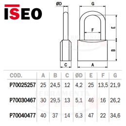 LUCCHETTO LUCCHETTINO AD ARCO OTTONE MM 30 CANCELLO ARMADIETTO CATENA ISEO 2