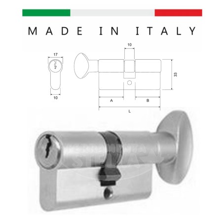 CILINDRO MADE IN ITALY a INFILARE SAGOMATO CON POMOLO OTTONE ORO  DA 62 MM