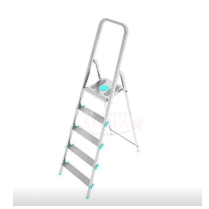 SCALA ALLUMINIO MODELLO CASALINGA PORTATA 150 KG - MADE IN ITALY - 5 GRADINI