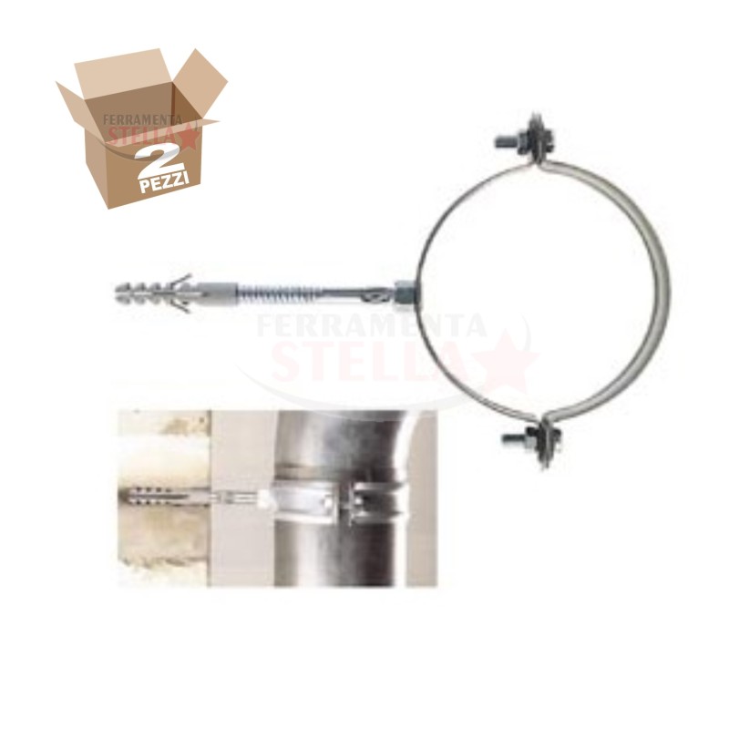 2 COLLARE COLLARI PER TUBO TUBI PLUVIALI COMPLETO DI VITE E TASSELLO ÿ 100 MM
