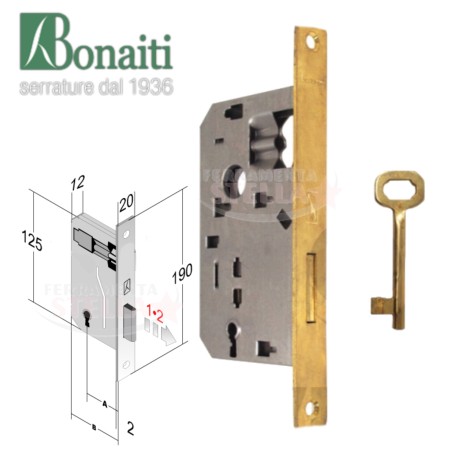 SERRATURA PATENT PER PORTE INTERNE - BUSSOLE - OTTONATA - ENTRATA 50 - BORDO TONDO 