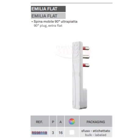 SPINA EXTRA ULTRA SOTTILE SALVASPAZIO EXTRAFLAT 10A 250V - BIANCA - ROSI BREVETTATA