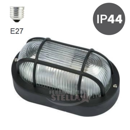APPLIQUE PLAFONIERA TARTARUGA LAMPADA ESTERNO NERO NERA VETRO IP44 E27 OVALE