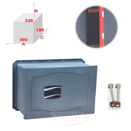 CASSAFORTE A MURARE A MURO SECURITY CHIAVE DOPPIA MAPPA mm. 490 x 195 x 320 h