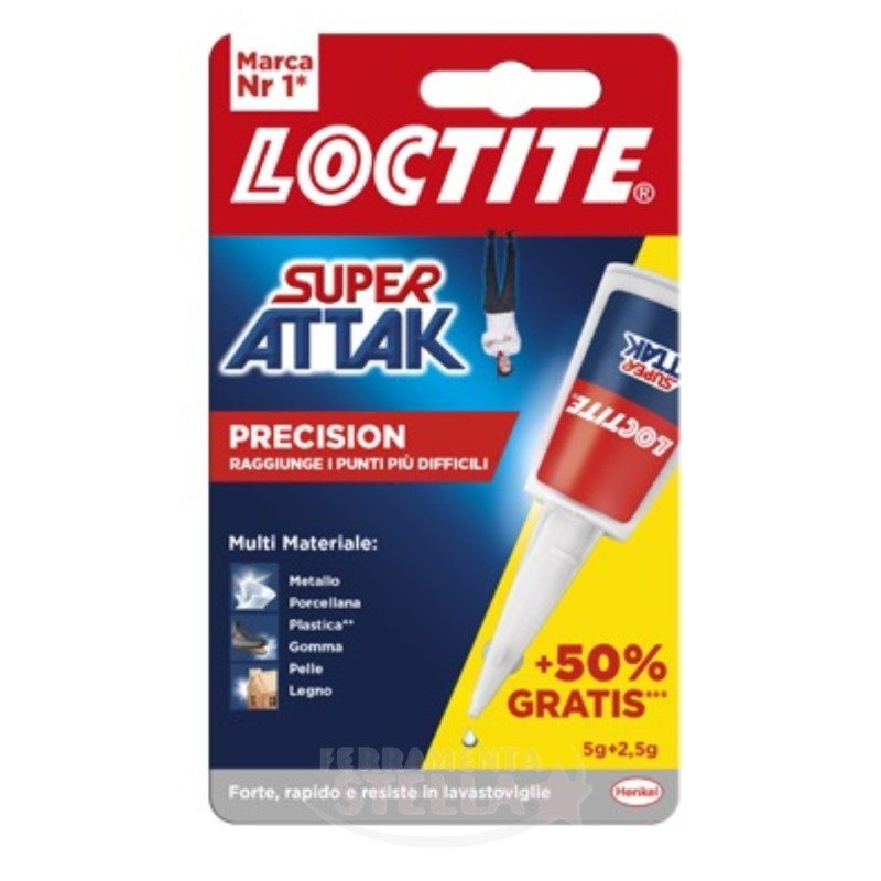ATTAK LOCTITE SUPER ISTANTANEO 5 GR INCOLLA ADESIVO UNIVERSALE LEGNO CERAMICA + OMAGGIO