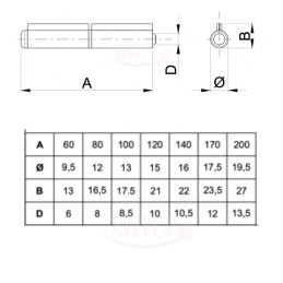 CERNIERA CERNIERE DA SALDARE 2 ALI PERNO SFILABILE 80 MM CANCELLI CANCELLO