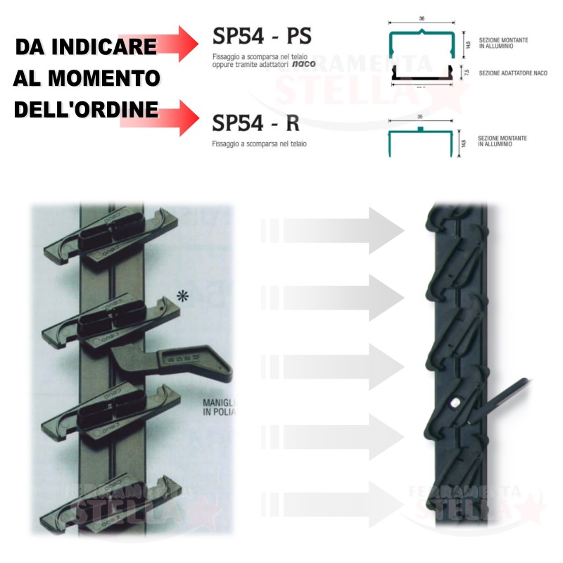 COMANDO ORIENTABILE 11 LAMELLE COMPATIBILE NACO PER ALLUMINIO SP 54 - 678 MM