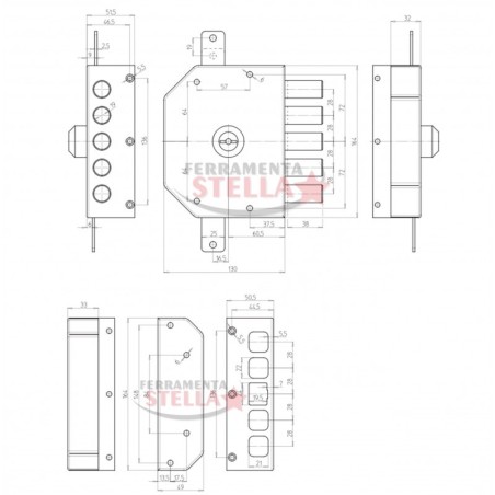 SERRATURA DI SICUREZZA CON CHIAVE PUNZONATA K55 NOVITA' CR art 3250 DA APPLICARE x LEGNO - DESTRA
