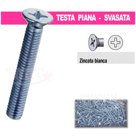VITI METALLO INTERAMENTE FILETTATA - 3 x 40 - zincata - pz 1000 - TESTA PIANA A CROCE ZINCATA TSP