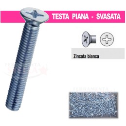 VITI METALLO INTERAMENTE FILETTATA - 3 x 40 - zincata - pz 1000 - TESTA PIANA A CROCE ZINCATA TSP