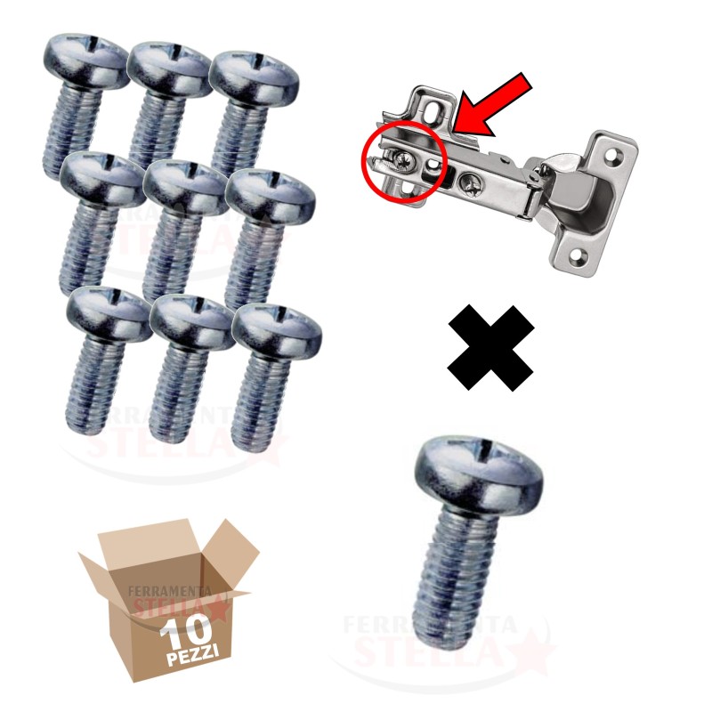 VITI VITE PER CENRIERE x MOBILI A MOLLA IDONEA PER VARI MODELLI DI CERNIERA - MISURA 4 x10 MM INSERTO PH