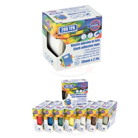 NASTRO AMERICANO TELATO RESISTENTE ADESIVO 38 MM X 2,7 MT COLORATO - BIANCO - IMPERMEABILE