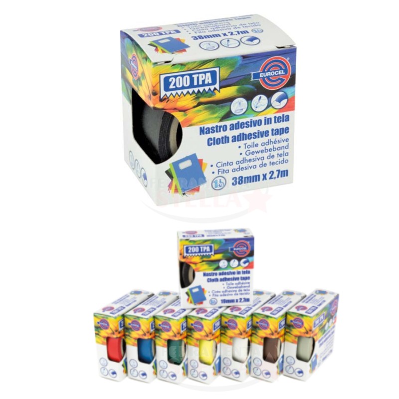 NASTRO AMERICANO TELATO RESISTENTE ADESIVO 38 MM X 2,7 MT COLORATO - BIANCO - IMPERMEABILE