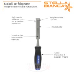 SCALPELLO STELLA BIANCA x INTAGLIO LEGNO LAMA ACCIAIO PROFESSIONALE FALEGNAME 18 MM