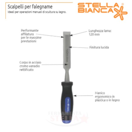 SCALPELLO STELLA BIANCA x INTAGLIO LEGNO LAMA ACCIAIO PROFESSIONALE FALEGNAME 18 MM