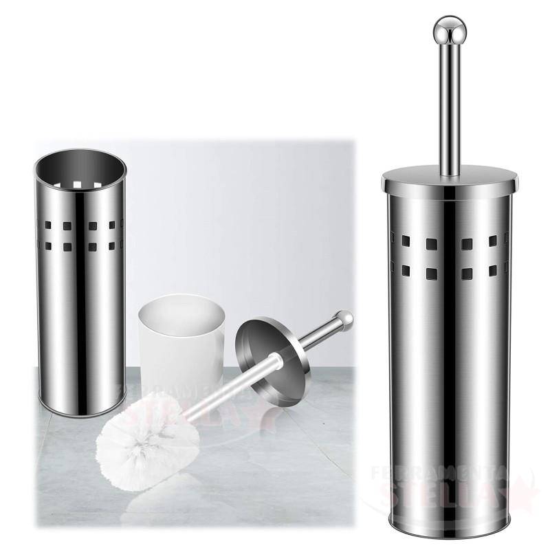 PORTASCOPINO FINITURA ACCIAIO INOX LUCIDO PORTA SCOPINO BAGNO VASO WC
