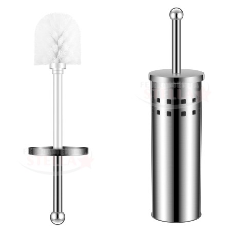 PORTASCOPINO FINITURA ACCIAIO INOX LUCIDO PORTA SCOPINO BAGNO VASO WC