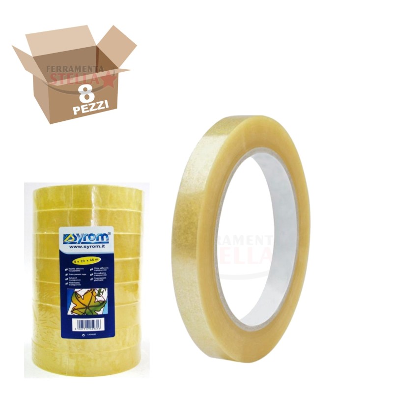 NASTRO ADESIVO SCOTCH x IMBALLAGGIO  SYROM 19 mm x 66 metri - UFFICIO - CASA - LAVORO