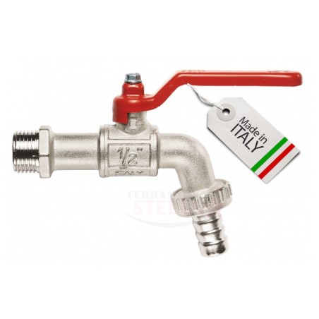 RUBINETTO A SFERA CON PORTAGOMMA PESANTE 1/2" PER GIARDINO ESTERNO