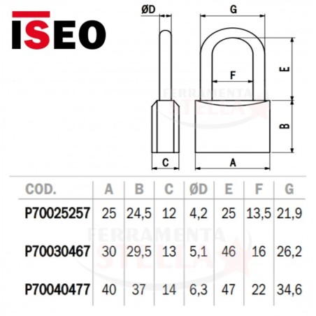 LUCCHETTO OTTONE TEMPERATO  2 CHIAVI SICUREZZA CATENACCIO -  40 MM - ARCO LUNGO 