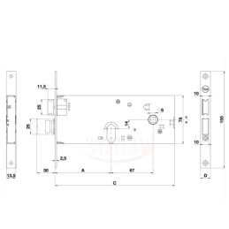 SERRATURA YALE 865 ENTRATA 70 AD INFILARE PORTONE CANCELLO FERRO ALLUMINIO