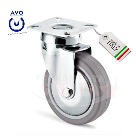 RUOTA RUOTE IN GOMMA ÿ 40 mm CON PIASTRA GIREVOLE 40X40mm MOBILI MOBILE CARRELLO