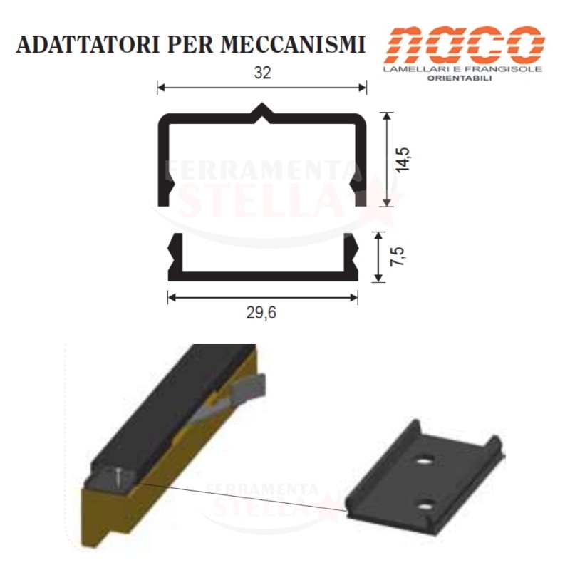 ADATTATORE x COMANDI ORIENTABILI NACO IN NYLON - CONCORRENTI - COMPATIBILI - TIPO 10 - SP54 - PL70 -PL60