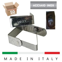 50 MOLLA GANCIO FERMATOVAGLIE FERMA TOVAGLIA ACCIAIO INOX TAVOLO TOVAGLIE ITALY