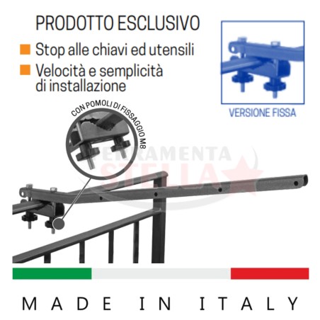 COPPIA ASTE FISSE STENDIBIANCHERIA DA BALCONE BRACCI SUPPORTO RINGHIERA KIT COMPLETO