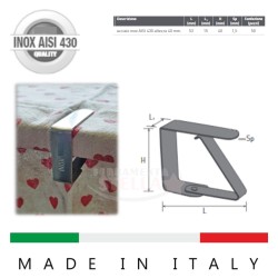 50 MOLLA GANCIO FERMATOVAGLIE FERMA TOVAGLIA ACCIAIO INOX TAVOLO TOVAGLIE ITALY