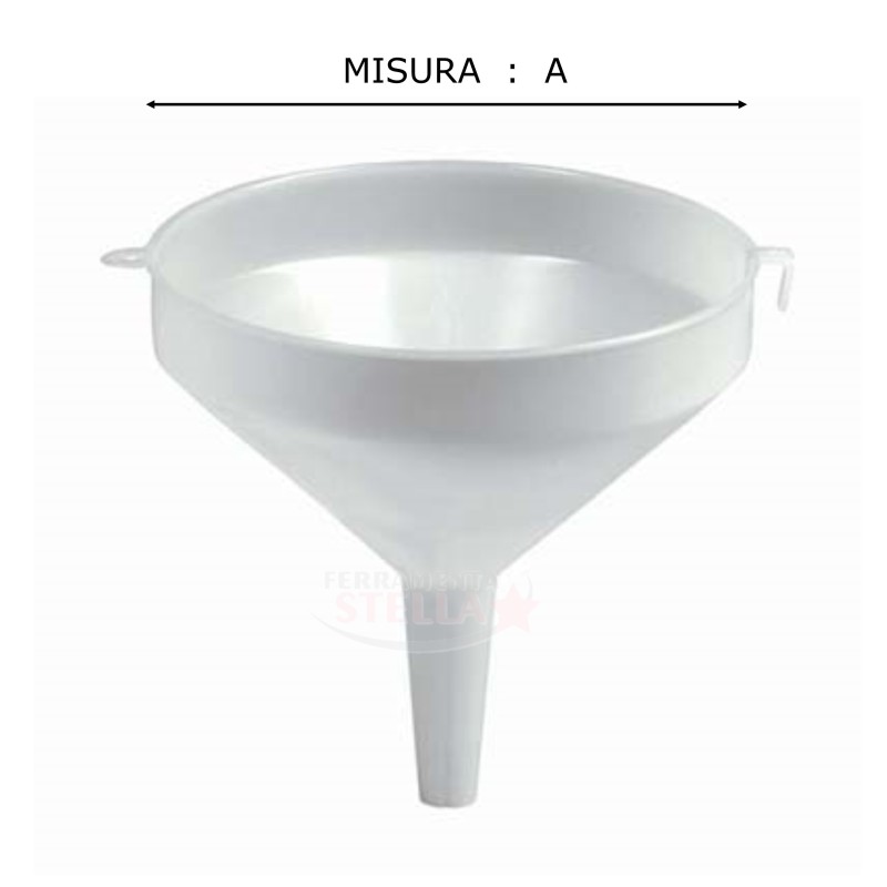 IMBUTO IN PLASTICA BIANCO - MISURA CM 18 - PER TRAVASO BIANCO ÿ cm. 18   IMBUTO IN PLASTICA BIANCO - MISURA CM 18 - PER TRAVASO BIANCO ÿ cm. 18