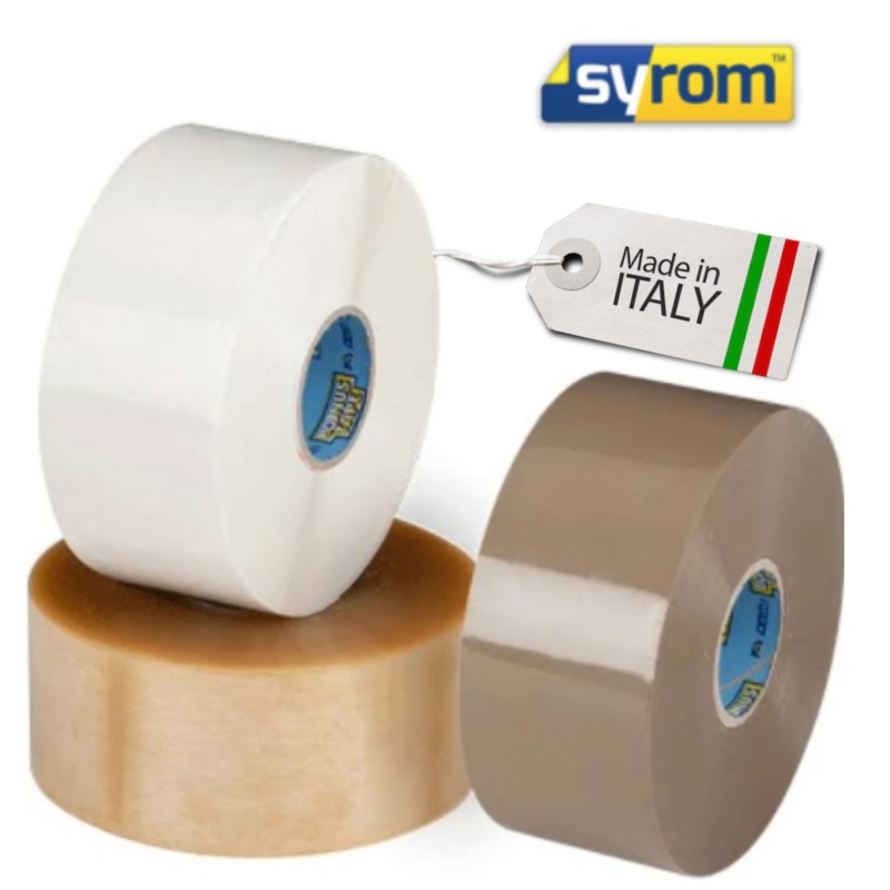 SCOTCH IMBALLAGGIO PER PACCHI NASTRO ADESIVO SYROM 50 mm x 200 metri SVOLGIMENTO SILENZIOSO - BIANCO