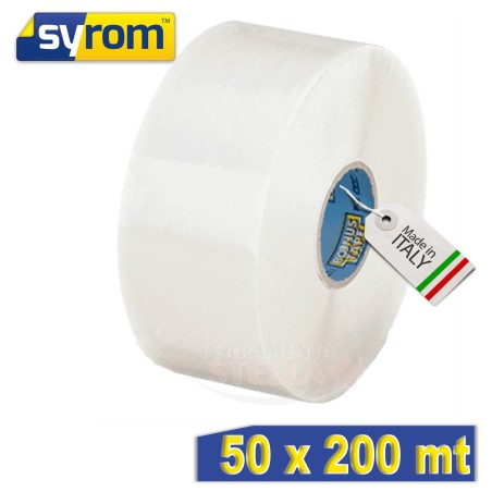 SCOTCH IMBALLAGGIO PER PACCHI NASTRO ADESIVO SYROM 50 mm x 200 metri SVOLGIMENTO SILENZIOSO - BIANCO