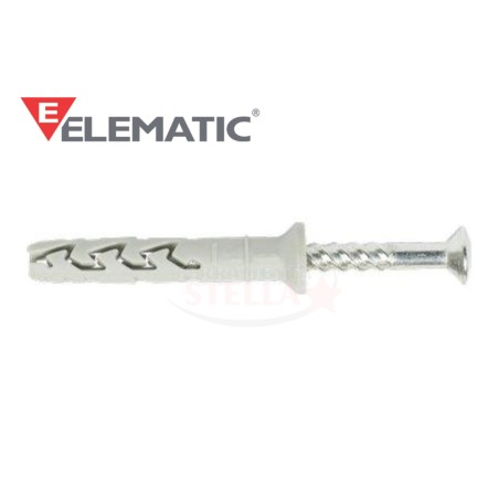 TASSELLO CON VITE SCATOLA ELEMATIC PROLUNGATO JTX TS/V - DIAM 6 - CON VITE - 100 PEZZI