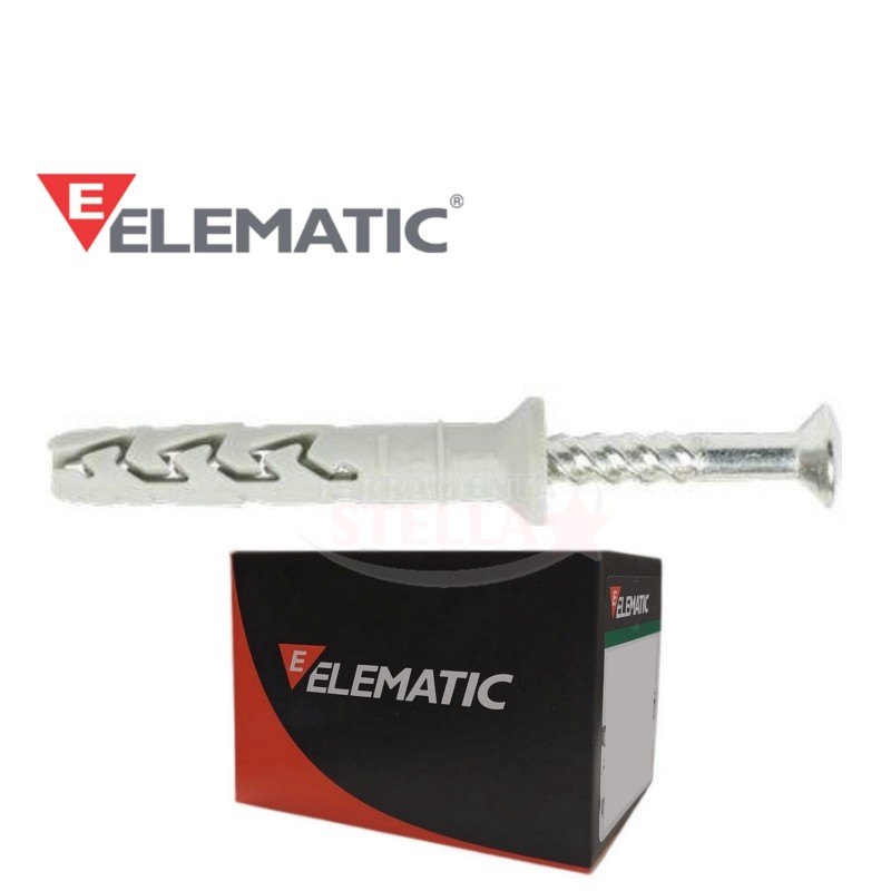 TASSELLO CON VITE SCATOLA ELEMATIC PROLUNGATO JTX TS/V - DIAM 6 - CON VITE - 100 PEZZI