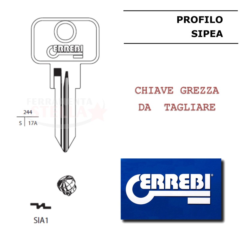 CHIAVE GREZZA LA LAVORARE DA TAGLIARE - MODELLO SERIE VEICOLI AUTO e VARIE - SERIE ERREBI ZA5 TIPO ZD7 SILCA 