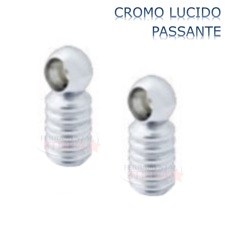 SUPPORTO PASSANTE IN OTTONE RIGATO - CROMO LUCIDO - MULTIUSO - COPPIA 2 PEZZI