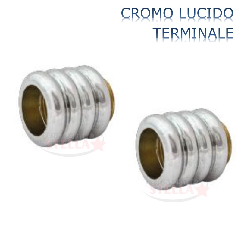 SUPPORTO CIECO CHIUSO IN OTTONE RIGATO - CROMO LUCIDO - MULTIUSO - COPPIA 2 PEZZI