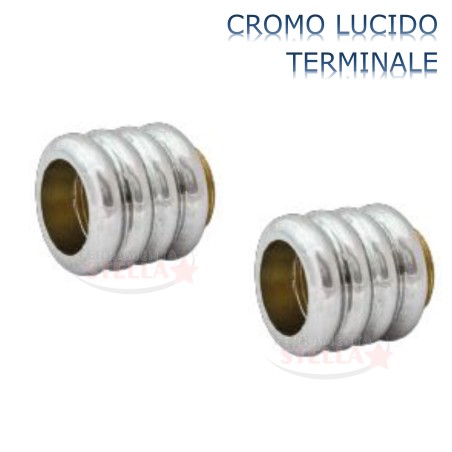 SUPPORTO CIECO CHIUSO IN OTTONE RIGATO - CROMO LUCIDO - MULTIUSO - COPPIA 2 PEZZI