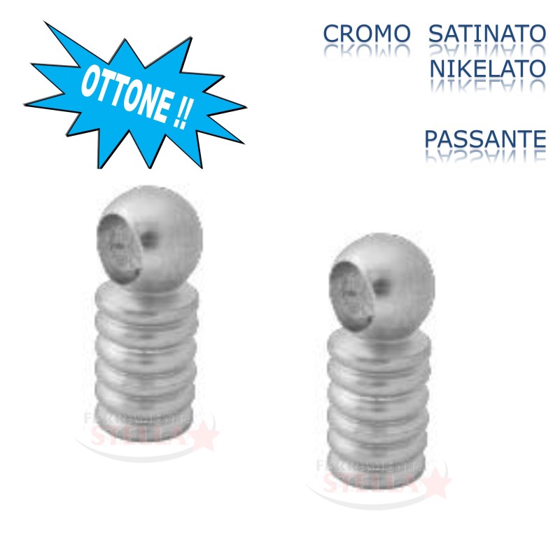 SUPPORTO PASSANTE IN OTTONE RIGATO - CROMO LUCIDO - MULTIUSO - COPPIA 2 PEZZI - SERIE RIGA