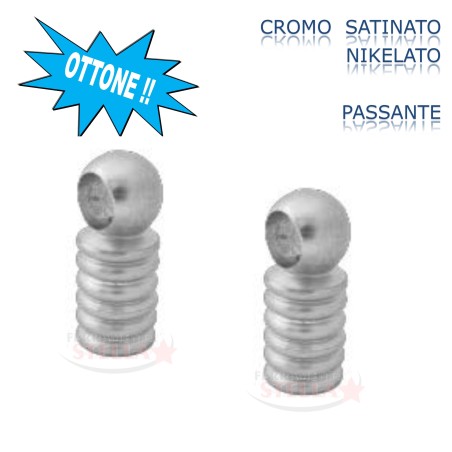 SUPPORTO PASSANTE IN OTTONE RIGATO - CROMO LUCIDO - MULTIUSO - COPPIA 2 PEZZI - SERIE RIGA