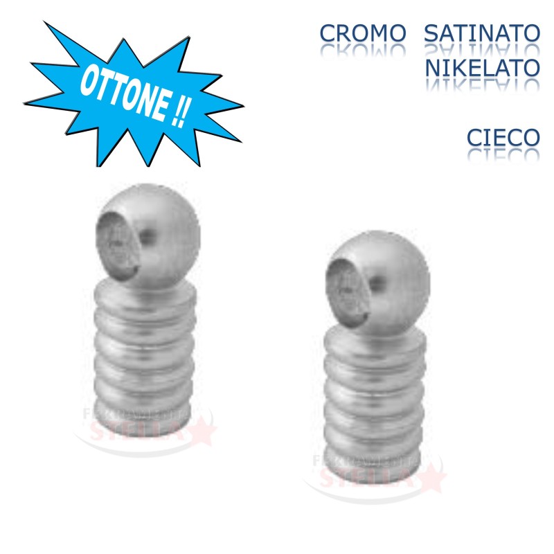 SUPPORTO CIECO CHIUSO IN OTTONE RIGATO - CROMO LUCIDO - MULTIUSO - COPPIA 2 PEZZI - SERIE RIGA