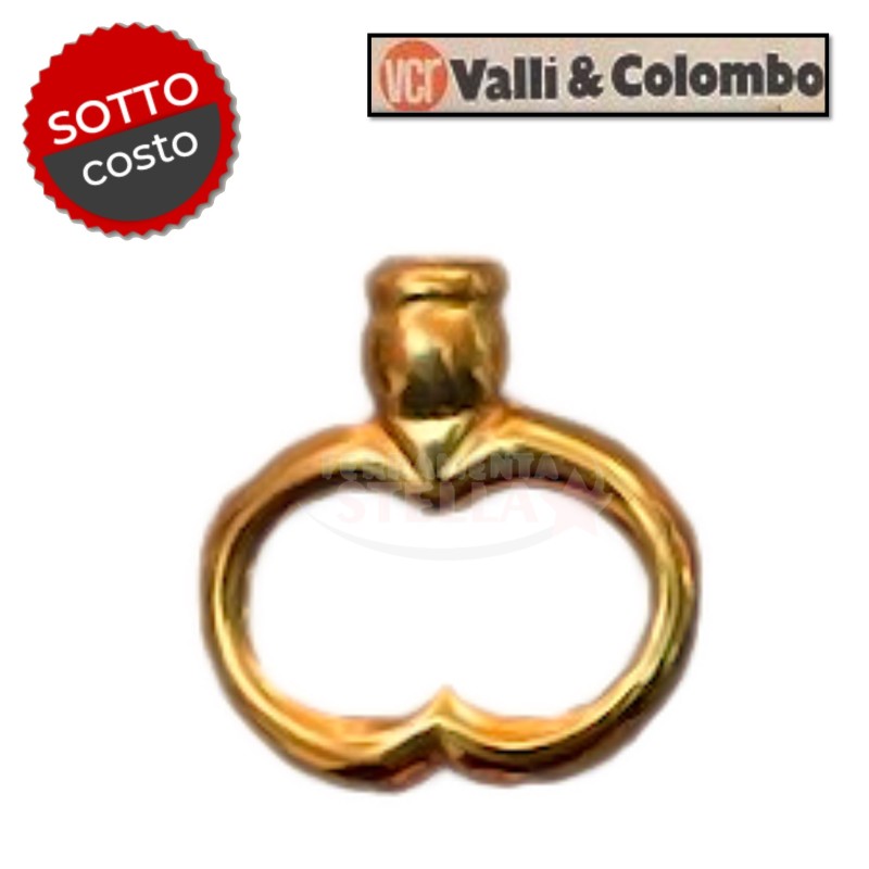 POMOLO POMO FISSO POMELLO MANIGLIETTA - FORMA A CHIAVE - PER MOBILI ANTINE CASSETTI - OTTONE LUCIDO - VALLI E COLOMBO