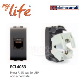 PRESA RJ45 UTP CAT 5E NON SCHERMATA x MODEM ROUTER WIFI TV PS4 LIFE TIPO BTICINO LIVING FRUTTO TICINO