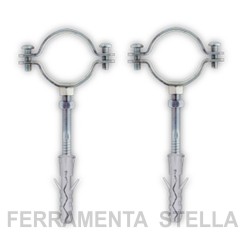 2 COLLARE COLLARI PESANTE PER TUBO TUBI ACCIAIO COMPLETO DI VITE E TASSELLO 2" 2