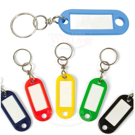 100 PZ PORTA CHIAVI PORTACHIAVI TARGHETTE SEGNA NOME COLORATI con ANELLO VARI COLORI MISTI