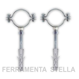 2 COLLARE COLLARI PESANTE PER TUBO TUBI ACCIAIO COMPLETO DI VITE E TASSELLO 2" 2
