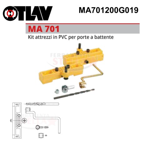 ATTREZZO KIT COMPLETO DI ACCESSORI - PER PORTE A BATTENTE - ADATTO PER CERNIERE ÿ 14 - IN PVC - MA701140G011