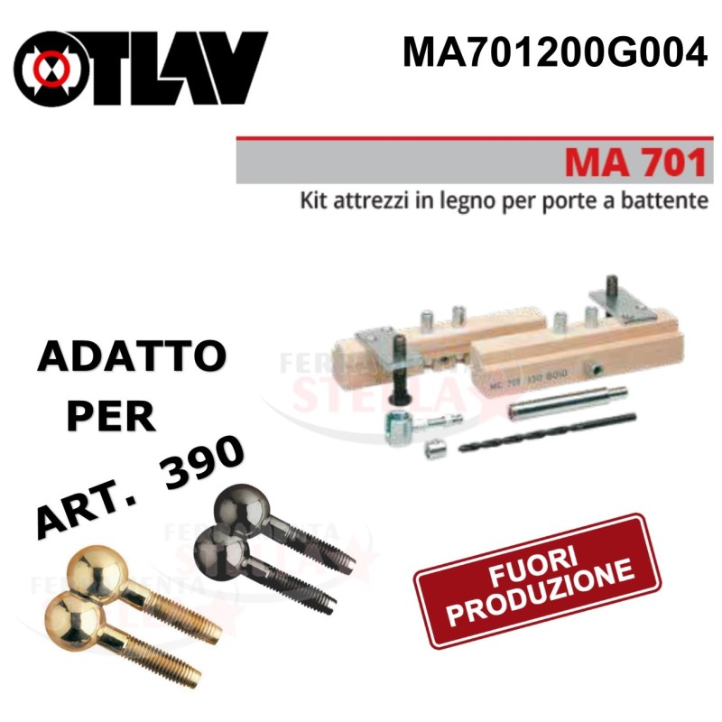ATTREZZO KIT COMPLETO DI ACCESSORI - PER PORTE A BATTENTE - ADATTO PER CERNIERE ÿ 11 - IN LEGNO - MA701110G002 ATTREZZO KIT COMPLETO DI ACCESSORI - PER PORTE A BATTENTE - ADATTO PER CERNIERE ÿ 11 - IN LEGNO - MA701110G002